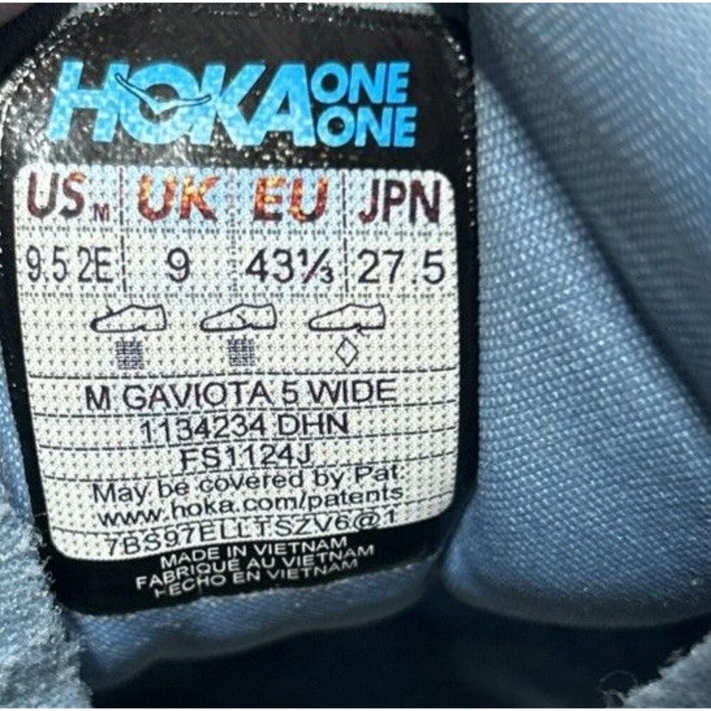 Hoka One Gaviota 5 Wide Shoes Mens Sz 9.5 2E Downpour Thunder Cloud Athletic - Picture 5 of 8